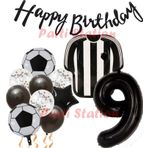 Parti Station Siyah Beyaz Balon Set Siyah Beyaz 9 Yaş Balon Set Futbol Balon Set Doğum Günü Balon Set