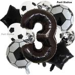 Parti Station Siyah Beyaz Konsept 3 Yaş Doğum Günü Balon Set Siyah Beyaz Futbol Tema Doğum Günü Balon Set