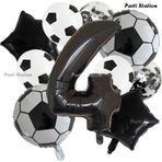 Parti Station Siyah Beyaz Konsept 4 Yaş Doğum Günü Balon Set Siyah Beyaz Futbol Tema Doğum Günü Balon Set