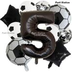 Parti Station Siyah Beyaz Konsept 5 Yaş Doğum Günü Balon Set Siyah Beyaz Futbol Tema Doğum Günü Balon Set