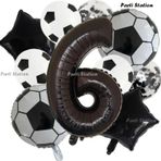 Parti Station Siyah Beyaz Konsept 6 Yaş Doğum Günü Balon Set Siyah Beyaz Futbol Tema Doğum Günü Balon Set