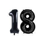 Parti Station Siyah Folyo Rakam 18 Yaş Balon 80cm PSSİYAH