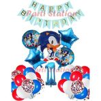 Parti Station Sonic Tilki Konsept 1 Yaş Balon Set Sonic Doğum Günü Lacivert Balon Set