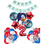 Parti Station Sonic Tilki Konsept 2 Yaş Balon Set Sonic Doğum Günü Kırmızı Balon Set
