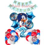 Parti Station Sonic Tilki Konsept 2 Yaş Balon Set Sonic Doğum Günü Lacivert Balon Set