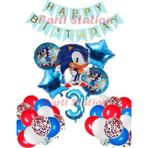 Parti Station Sonic Tilki Konsept 3 Yaş Balon Set Sonic Doğum Günü Lacivert Balon Set