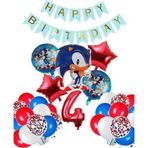 Parti Station Sonic Tilki Konsept 4 Yaş Balon Set Sonic Doğum Günü Kırmızı Balon Set