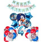 Parti Station Sonic Tilki Konsept 4 Yaş Balon Set Sonic Doğum Günü Lacivert Balon Set