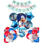 Parti Station Sonic Tilki Konsept 5 Yaş Balon Set Sonic Doğum Günü Lacivert Balon Set