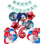 Parti Station Sonic Tilki Konsept 6 Yaş Balon Set Sonic Doğum Günü Kırmızı Balon Set
