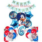 Parti Station Sonic Tilki Konsept 6 Yaş Balon Set Sonic Doğum Günü Lacivert Balon Set