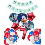Parti Station Sonic Tilki Konsept 7 Yaş Balon Set Sonic Doğum Günü Kırmızı Balon Set