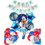 Parti Station Sonic Tilki Konsept 7 Yaş Balon Set Sonic Doğum Günü Lacivert Balon Set