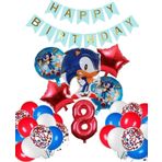 Parti Station Sonic Tilki Konsept 8 Yaş Balon Set Sonic Doğum Günü Kırmızı Balon Set