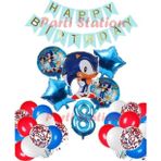 Parti Station Sonic Tilki Konsept 8 Yaş Balon Set Sonic Doğum Günü Lacivert Balon Set