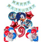 Parti Station Sonic Tilki Konsept 9 Yaş Balon Set Sonic Doğum Günü Kırmızı Balon Set