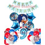 Parti Station Sonic Tilki Konsept 9 Yaş Balon Set Sonic Doğum Günü Lacivert Balon Set