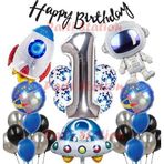 Parti Station Space Uzay Konsept 1 Yaş Balon Seti Astronot Roket Doğum Günü Parti Balon Seti Uzay Galaksi Balon