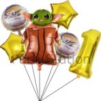 Parti Station Star Wars Yoda 1 Yaş Altın Rakam Balon Set Yıldız Savaşları Yoda Konsept Doğum Günü Balon Set