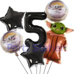 Parti Station Star Wars Yoda 1 Yaş Siyah Rakam Balon Set Yıldız Savaşları Yoda Konsept Doğum Günü Balon Set