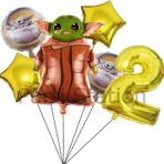 Parti Station Star Wars Yoda 2 Yaş Altın Rakam Balon Set Yıldız Savaşları Yoda Konsept Doğum Günü Balon Set