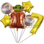 Parti Station Star Wars Yoda 7 Yaş Altın Rakam Balon Set Yıldız Savaşları Yoda Konsept Doğum Günü Balon Set