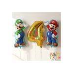 Parti Station Super Mario & Luigi 4 Yaş Gold Rakam Balon Seti