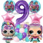 Parti Station Surprise Konsept 9 Yaş Balon Set Unicorn Bebek Mor Rakam Balon Parti Doğum Günü Balon Set