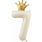 Parti Station Taç Folyo Balon Set Krem Renk 7 Yaş Balon Folyo Set 80 Cm Konsept Doğum Günü Set Yaş Balon Set