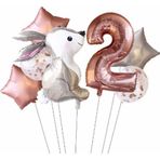 Parti Station Tavşan 2 Yaş Balon Set Yıldız Balon Folyo Set Tavşan Konsept Doğum Günü Set Yaş Balon Set