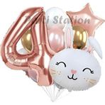 Parti Station Tavşan Bunny Konsept 4 Yaş Balon Set Easter Sevimli Tavşan Woodland Doğum Günü Parti Balon Buketi