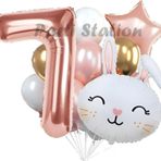 Parti Station Tavşan Bunny Konsept 7 Yaş Balon Set Easter Sevimli Tavşan Woodland Doğum Günü Parti Balon Buketi