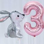 Parti Station Tavşan Pembe 3 Yaş Balon Set Tavşan Konsept Doğum Günü Set Yaş Balon Set
