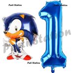Parti Station Tilki Sonic Balon 1 Yaş Doğum Günü Set Tilki Sonic Boom Konsept Balon Ve Lacivert Rakam Balon