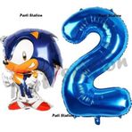 Parti Station Tilki Sonic Balon 2 Yaş Doğum Günü Set Tilki Sonic Boom Konsept Balon Ve Lacivert Rakam Balon
