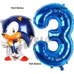 Parti Station Tilki Sonic Balon 3 Yaş Doğum Günü Set Tilki Sonic Boom Konsept Balon Ve Lacivert Rakam Balon