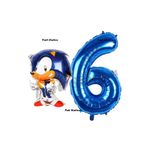 Parti Station Tilki Sonic Balon 6 Yaş Doğum Günü Set Tilki Sonic Boom Konsept Balon ve Lacivert Rakam Balon