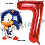 Parti Station Tilki Sonic Balon 7 Yaş Doğum Günü Set Tilki Sonic Boom Konsept Balon Ve Kırmızı Rakam Balon