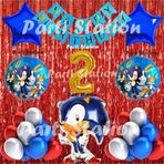 Parti Station Tilki Sonic Balon Set 2 Yaş Tilki Sonic Konsept Doğum Günü Parti Altın Renk Rakam Balon Set