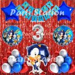 Parti Station Tilki Sonic Balon Set 3 Yaş Tilki Sonic Konsept Doğum Günü Parti Gümüş Renk Rakam Balon Set