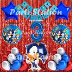 Parti Station Tilki Sonic Balon Set 3 Yaş Tilki Sonic Konsept Doğum Günü Parti Lacivert Rakam Balon Set