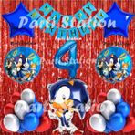 Parti Station Tilki Sonic Balon Set 4 Yaş Tilki Sonic Konsept Doğum Günü Parti Lacivert Rakam Balon Set