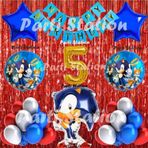 Parti Station Tilki Sonic Balon Set 5 Yaş Tilki Sonic Konsept Doğum Günü Parti Altın Renk Rakam Balon Set