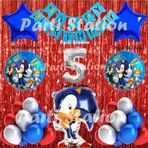 Parti Station Tilki Sonic Balon Set 5 Yaş Tilki Sonic Konsept Doğum Günü Parti Gümüş Renk Rakam Balon Set