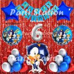 Parti Station Tilki Sonic Balon Set 6 Yaş Tilki Sonic Konsept Doğum Günü Parti Gümüş Renk Rakam Balon Set