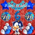 Parti Station Tilki Sonic Balon Set 6 Yaş Tilki Sonic Konsept Doğum Günü Parti Lacivert Rakam Balon Set