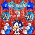 Parti Station Tilki Sonic Balon Set 7 Yaş Tilki Sonic Konsept Doğum Günü Parti Gümüş Renk Rakam Balon Set