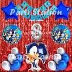 Parti Station Tilki Sonic Balon Set 8 Yaş Tilki Sonic Konsept Doğum Günü Parti Gümüş Renk Rakam Balon Set