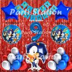 Parti Station Tilki Sonic Balon Set 9 Yaş Tilki Sonic Konsept Doğum Günü Parti Lacivert Rakam Balon Set