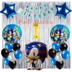 Parti Station Tilki Sonic Boom Konsept 1 Yaş Balon Set Sonic Boom Tema Doğum Günü Arka Fon Süsleme Balon Set